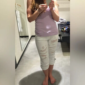 Guess distressed cropped white denim size 25